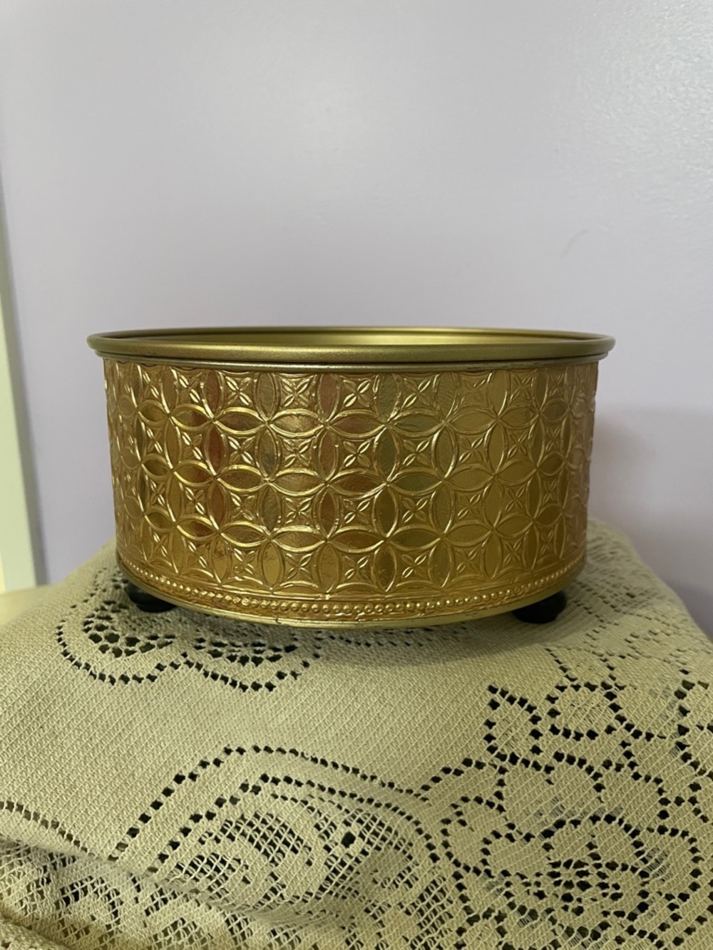 Gold Embossed Round Decorative Pedestal